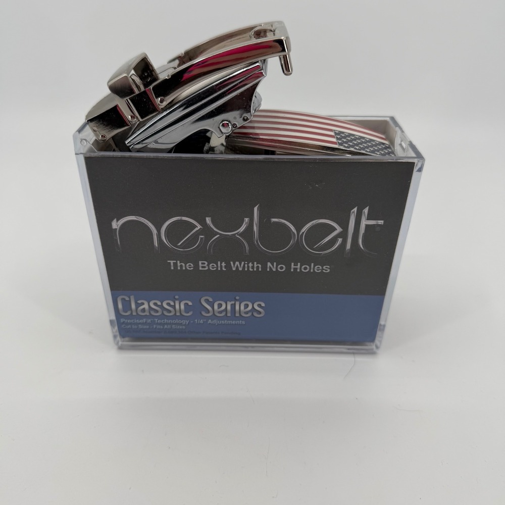 Nexbelt Mens 34 Golf Belt Navy American Flag & 3 Interchangeable Ratchet Buckles